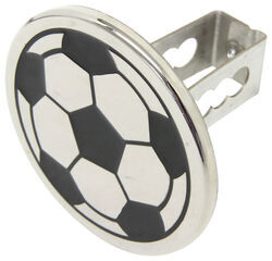 Soccer Ball Trailer Hitch Cover - 1-1/4" Hitches - Stainless Steel - Chrome