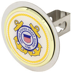 US Coast Guard Trailer Hitch Cover - 1-1/4" Hitches - Stainless Steel - Gold Trim - AUT2-USCG-C