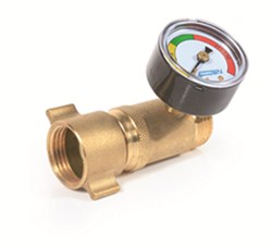 Camco RV Water Pressure Regulator w/ Gauge - Brass - CAM40064