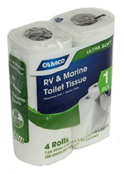 Camco RV and Marine Septic Safe Toilet Tissue - 1 Ply - 280 Sheets - 4 Rolls - CAM40276