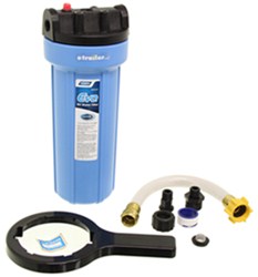 Camco RV and Marine Premium Water Filter w/ Replaceable Cartridge and Hose Extension - KDF/Carbon - CAM40631