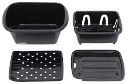 Camco Sink Kit with Dish Drainer, Dish Pan, and Sink Mat - Black