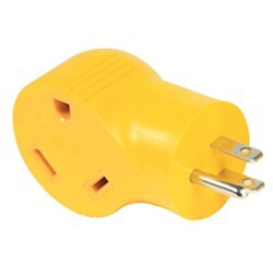 Camco Power Grip RV Power Cord Adapter Plug - 125V - 30 Amp Female to 15 Amp Male - 90 Degree - CAM55325