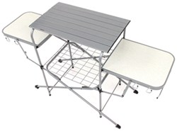 Camco Deluxe Folding Grill Stand - Steel Frame and Aluminum Tabletops