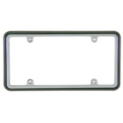 Two Tone License Plate Frame w/ Fastener Caps - Chrome and Black