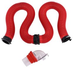 EZ Coupler RV Sewer Hoses w/ Swivel Lug Fittings and 4-in-1 Clear Elbow - 20' Long - D04-0115
