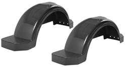 Fulton Single Axle Trailer Fenders with Top and Side Steps - Black Plastic - 15" Wheels - Qty 2 - F008585-2