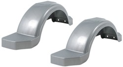 Fulton Single Axle Trailer Fenders w Top and Side Steps - Silver Plastic - 14" Wheels - Qty 2 - F008594-2