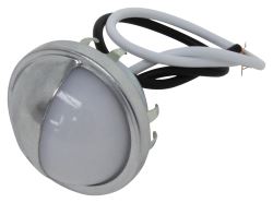 LED Trailer License Plate Light with Chrome Housing - Submersible - 2 Diodes - Round - White Lens