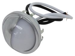 LED Trailer License Plate Light with Chrome Housing - Submersible - 2 Diodes - Round - White Lens   