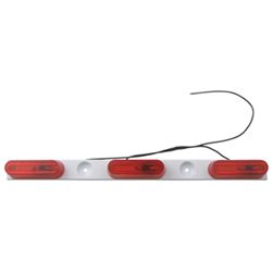 3-Light Truck and Trailer Identification Light Bar with White Base - Red - MC77RB
