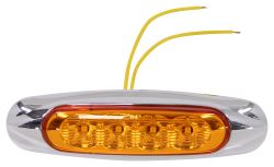 Miro-Flex LED Clearance or Side Marker Light w/ Chrome Bezel - Submersible - 4 Diodes - Amber Lens - MCL19AB