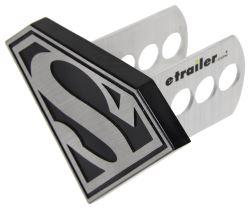 Superman Trailer Hitch Receiver Cover - 1-1/4" and 2" Hitches - Brushed Aluminum