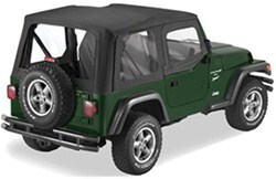 Pavement Ends Replay Soft Top Fabric for Jeep - Soft Upper Doors and Clear Windows - Black Diamond  