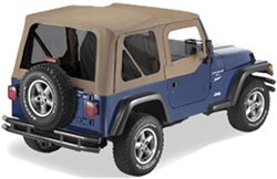 Pavement Ends Replay Soft Top Fabric for Jeep - Soft Upper Doors and Tinted Windows - Dark Tan      