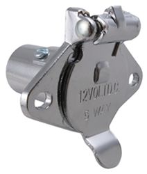 Pollak 5-Pole, Round Pin Trailer Wiring Socket, Concealed Terminals - Chrome - Vehicle End