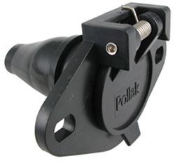 Pollak 6-Pole, Round Pin, Plastic Trailer Wiring Socket w/ Rubber Boot - Vehicle End - PK12720
