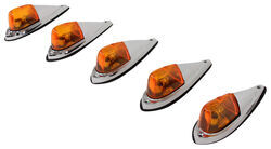 Pacer Performance Hi-Five Truck Cab Lights - Chrome Plated - 5 Piece - White Bulbs - Amber Lens - PP20-105