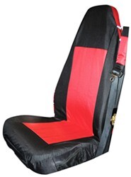 Rampage Comfort Combo Pack - Front Seat Covers, Steering Wheel Cover, Seat Belt Pads - Black/Red - RA5056530