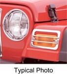 Rampage Euro Style Front Light Guards for Jeep - Polished Stainless Steel                           