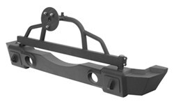 Rampage Rear Recovery Bumper for Jeep - Swing Away Spare Tire Carrier - Semigloss Black Powder Coat 