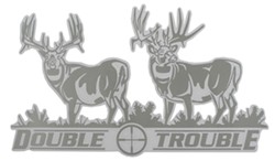 Big Rack Mule Deer Vehicle Decal - Double Trouble - Silver Metallic - Qty 1 - SPGVDE1009