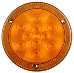 LED Trailer Turn and Parking Light w/ Flange - Submersible - 10 Diodes - Round - Amber Lens