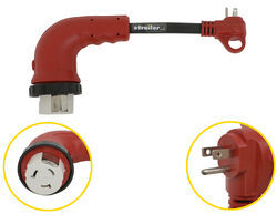 Mighty Cord RV Power Cord Adapter - 50 Amp Twist Lock Female to 15 Amp Male - 12" Long         