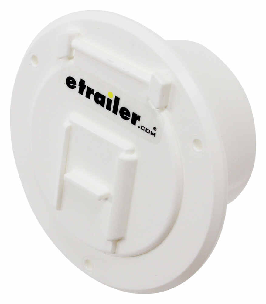 WHITE Premium Round Electrical Cable Hatch w/ Back RV/Camper/Trailer 