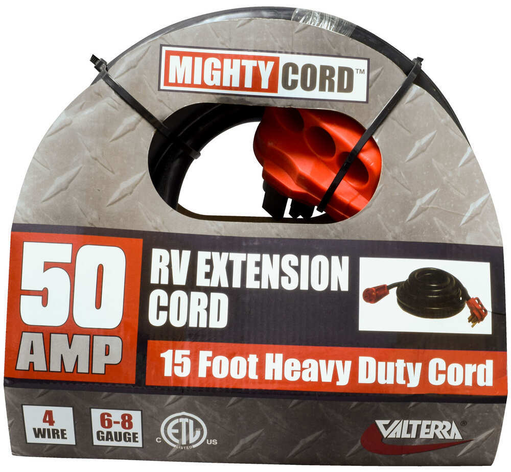 Red Valterra Mighty Cord RV 30-Amp Extension Cord 15-Foot Power Extension Cord 