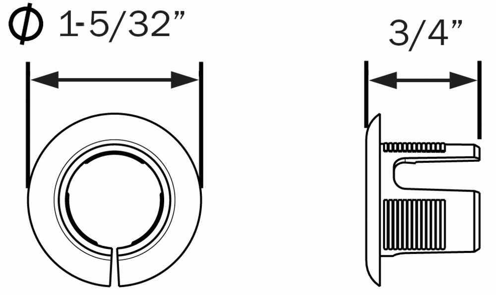Mounting Flange for Optronics Uni-Lite Trailer Lights - 3/4" Inner Diameter - Black ABS Plastic 3/4 Inch Diameter A11PB