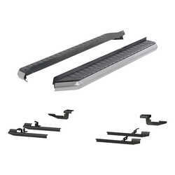 AeroTread Running Boards w/ Custom Installation Kit - 5" Wide - Aluminum - Polished Stainless  