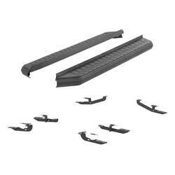 AeroTread Running Boards w/ Custom Installation Kit - 5" Wide - Aluminum - Black Stainless - AA2061032