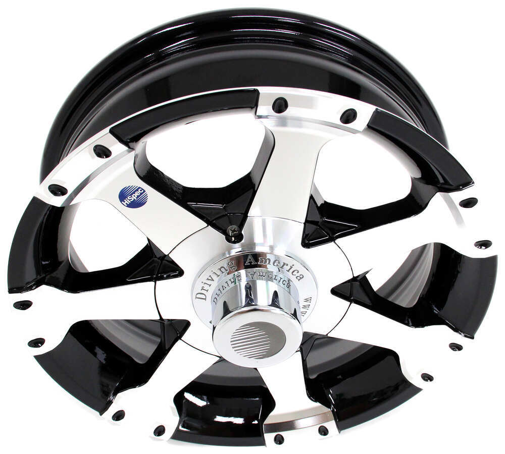 Aluminum Hi-Spec Series 6 Trailer Wheel - Black - 15" x 5" Rim - 5 on 4-1/2 5 on 4-1/2 Inch AM20455B