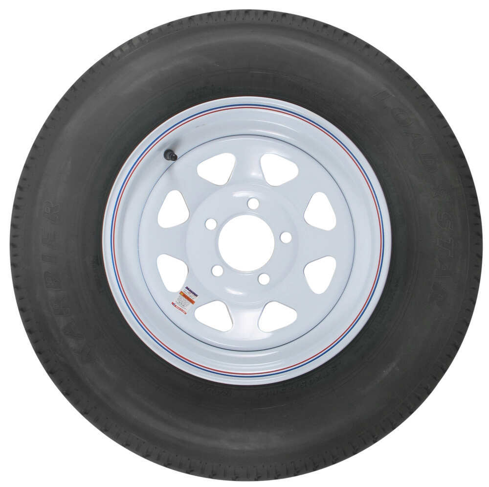 LRC 5 Lug White Spoke Wheel 2-Pack Radial Trailer Tire On Rim ST205/75R14 14 in