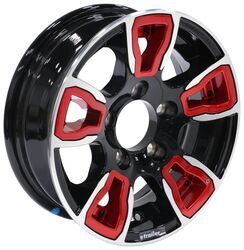 Aluminum AM06 Black Machined Trailer Wheel w/ Red Inserts - 13" x 4-1/2" Rim - 5 on 4-1/2 - AM98FV