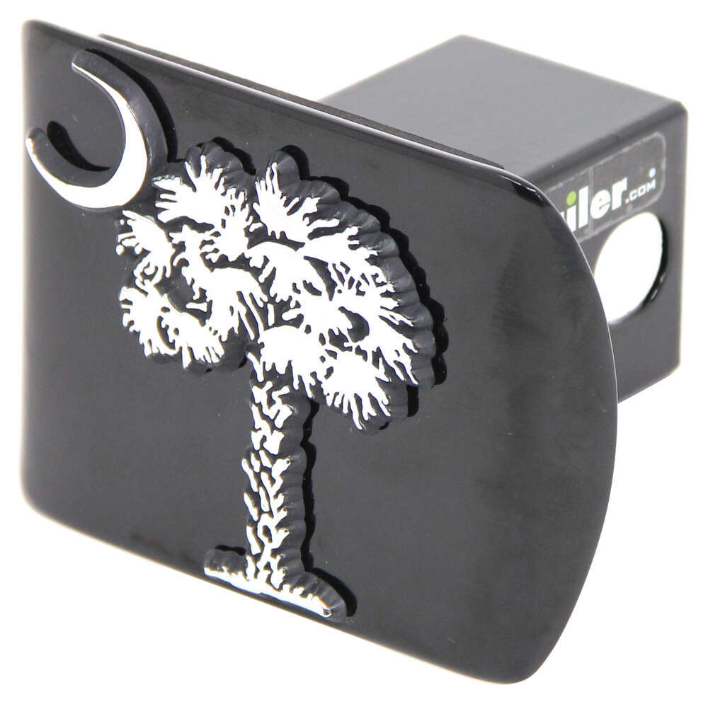 AMG South Carolina Palmetto Tree and Moon Metal Emblem on Brushed Silver Metal Hitch Cover
