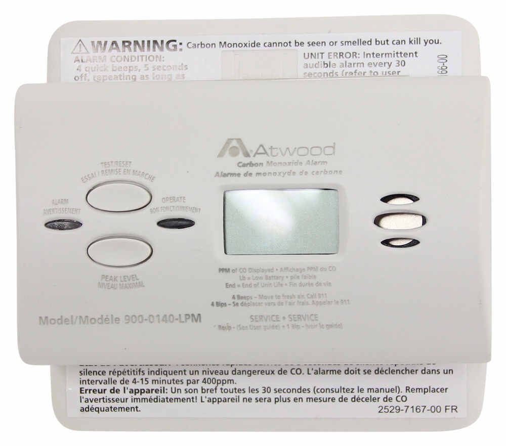 Atwood RV Carbon Monoxide Detector LCD Digital Display White