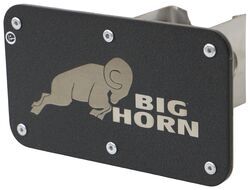 Dodge Ram Big Horn Trailer Hitch Cover - 2" Hitches - Stainless Steel - Rugged Black - AU44FR