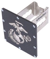 USMC Logo Trailer Hitch Cover - 2" Hitches - Stainless Steel - Rugged Black