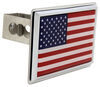 American Flag Trailer Hitch Cover - 1-1/4" Class II Hitches - Stainless Steel - Chrome Trim United States AUT2-FLAG-C