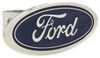 Ford Trailer Hitch Cover - 1-1/4" Class II Hitches - Stainless Steel - Chrome and Blue Standard AUT2-FOR-C