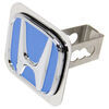 oem fits 1-1/4 inch hitch honda logo trailer cover for class ii hitches - stainless steel chrome and blue
