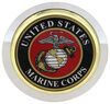 US Marine Corps Seal Trailer Hitch Cover - 1-1/4" Class 2 Hitches - Stainless Steel - Gold Trim Stainless Steel AUT2-USMC1-C