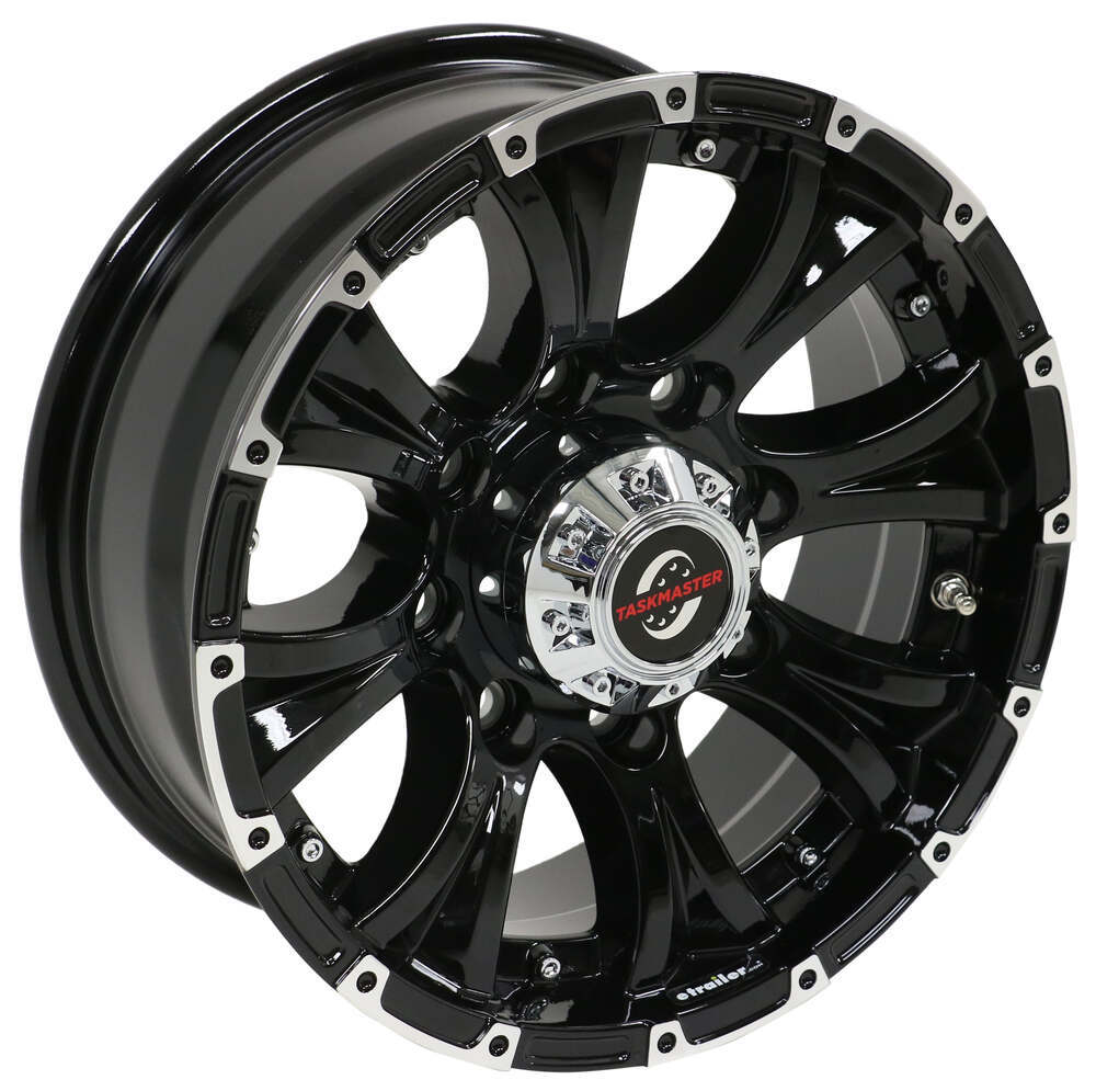 Aluminum Viking Series Valhalla Trailer Wheel - 16" x 6-1/2" - 8 on 6-1/2 - Black Spoke 8 on 6-1/2 Inch AX02665865HDBML