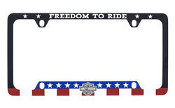Harley-Davidson Freedom to Ride License Plate Frame - Zinc Metal - Red, White, and Blue
