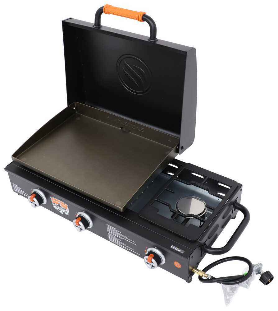 Blackstone On the Go Portable Outdoor Griddle w/ Hood and Side Burner ...