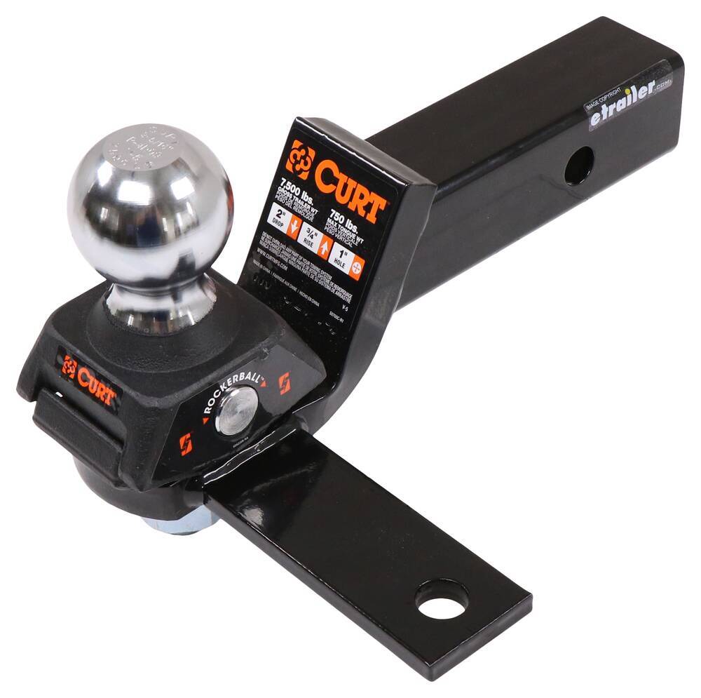 Curt RockerBall 2-5/16" Shock Absorbing Hitch Ball and Ball Mount w/ Sway Control Tab - 7.5K - C45WR