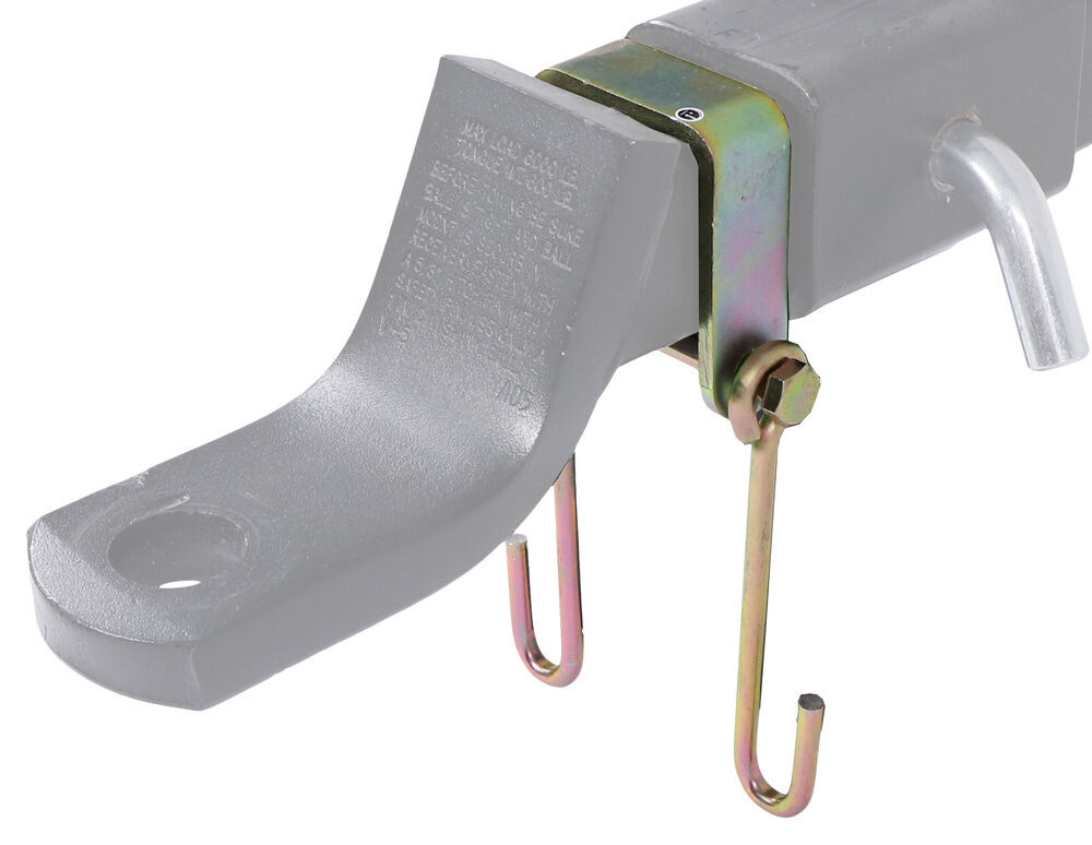 CURT 45807 Trailer Safety Chain Holder Bracket for 2-inch Shank, Clip-On  Steel Hanger Hooks, Raw
