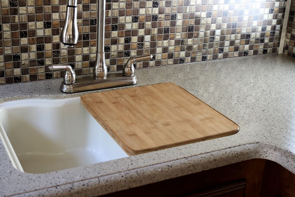 Camco RV Wooden Sink Cover 15" Long x 13" Wide Bamboo Camco Kitchen